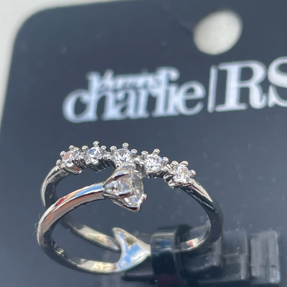 Charming Charlie Silver Ring with Clear Stones